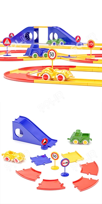 3D Toy Road with Textures 3D model image 2