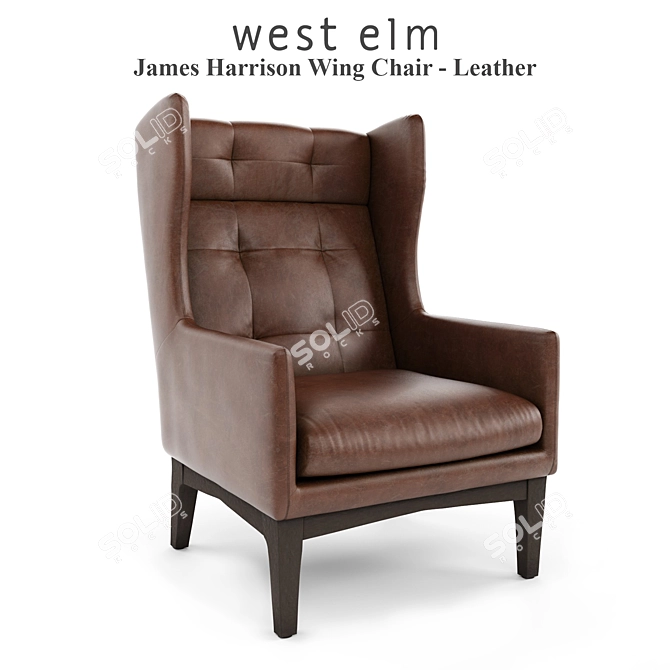 West Elm James Harrison Leather Wing Chair 3D model image 1