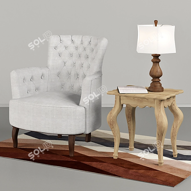 Cees&Co Club Chair Set: Chair, Table, Lamp 3D model image 2