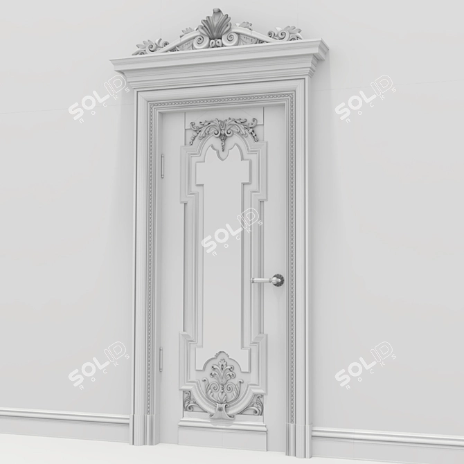 Elegant Carved Door 3D model image 2