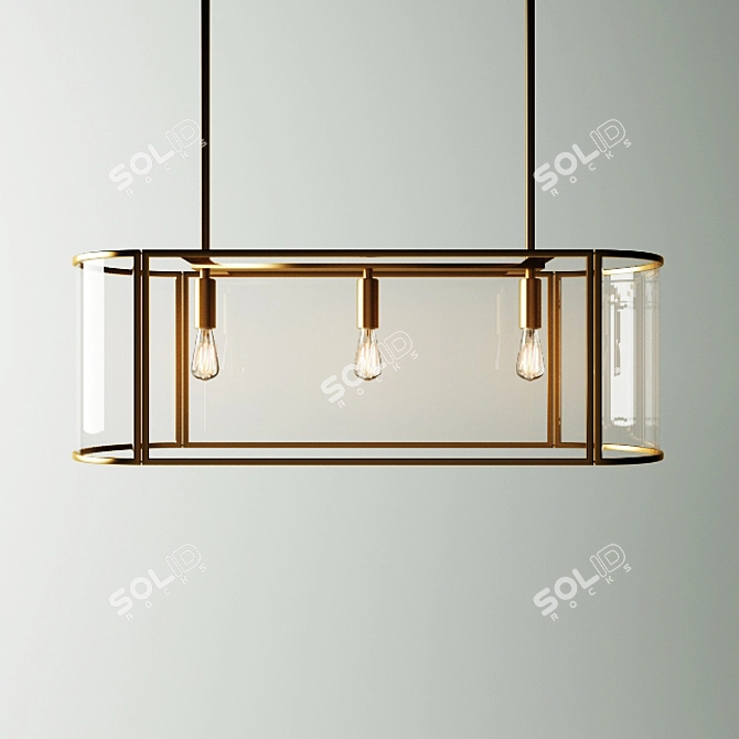 Industrial Metal Trough Chandelier 3D model image 1