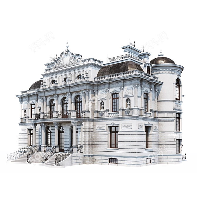 Elegant Heritage Facade 3D model image 1