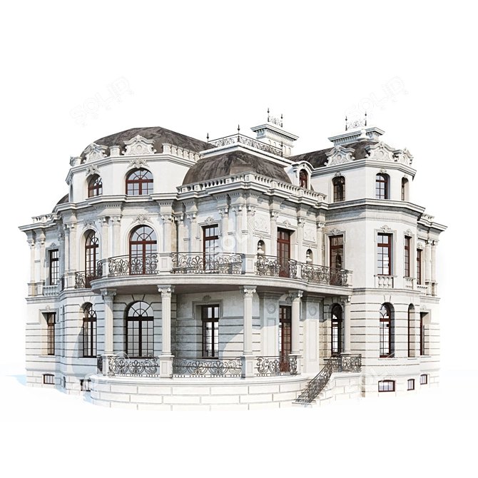 Elegant Heritage Facade 3D model image 2