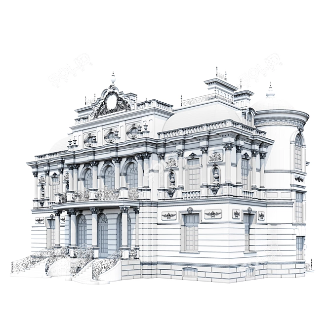 Elegant Heritage Facade 3D model image 3