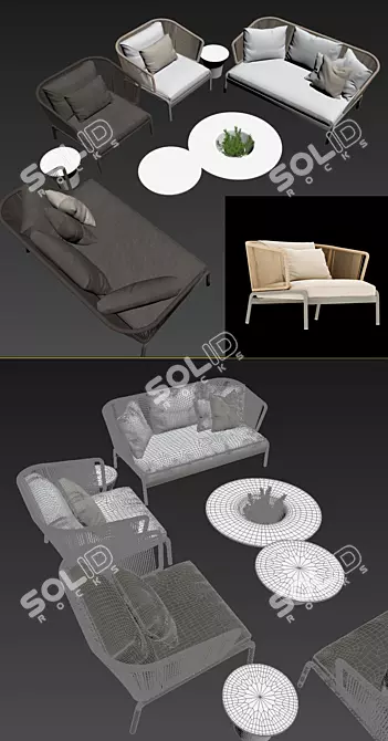 RODA SPOOL Outdoor Sofa - Stylish and Comfortable 3D model image 3