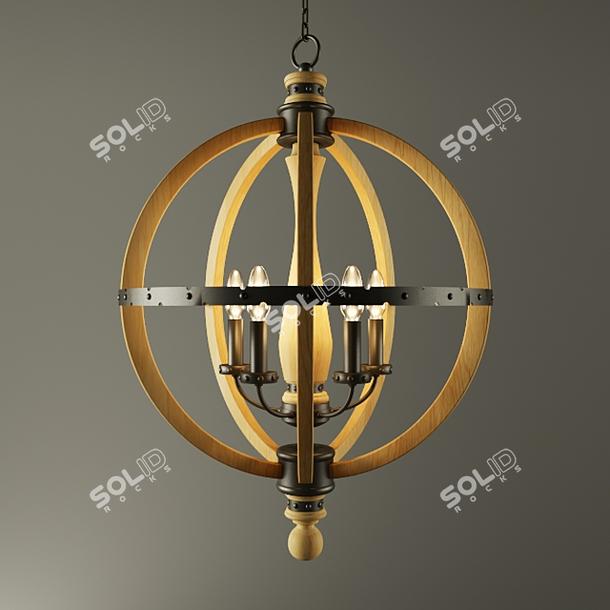 Rustic Orb Candle Chandelier 3D model image 1