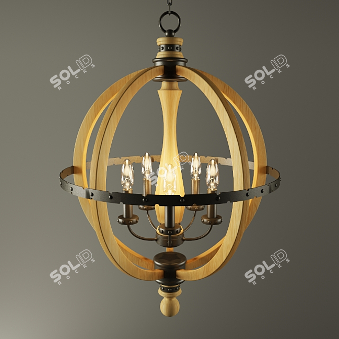 Rustic Orb Candle Chandelier 3D model image 2
