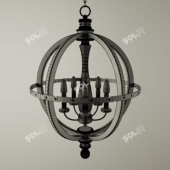 Rustic Orb Candle Chandelier 3D model image 3