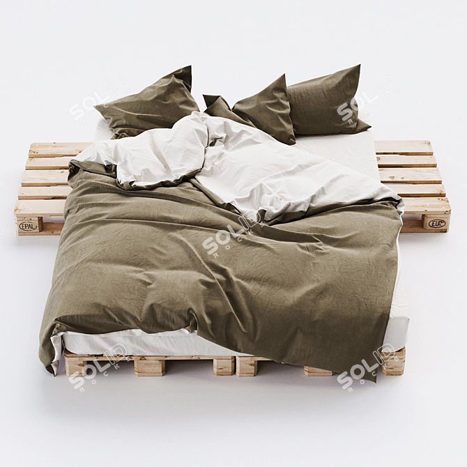 Euro Style Pallet Bed - Modernize Your Bedroom 3D model image 2