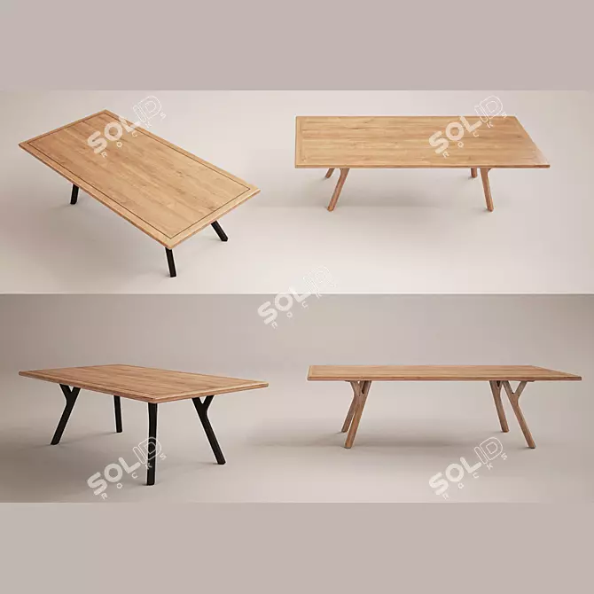 Modern Wooden Dining Tables 3D model image 1