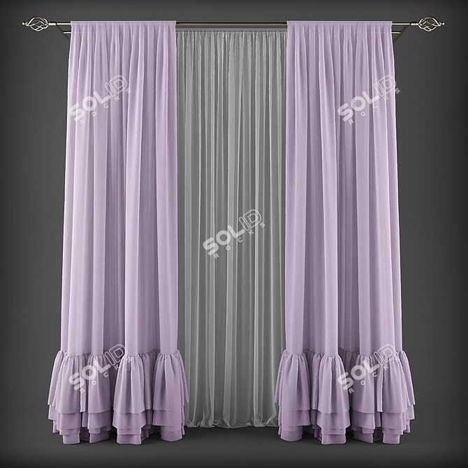 Title: Elegant Window Curtains 3D model image 1