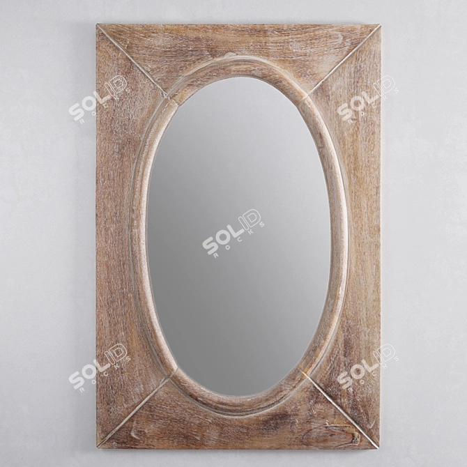 Rustic Wood Oval Mirror 3D model image 1