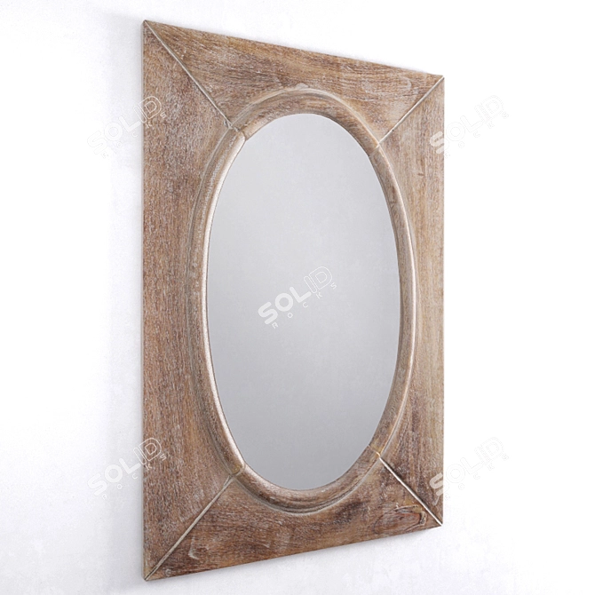 Rustic Wood Oval Mirror 3D model image 2