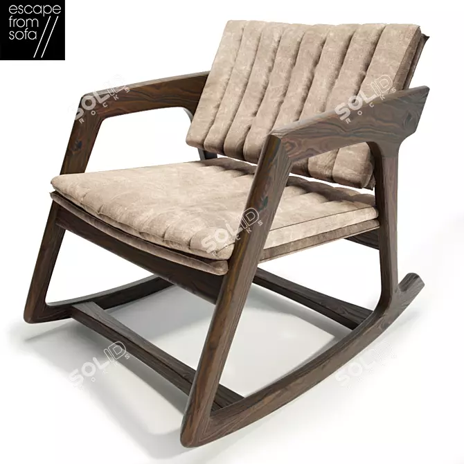  Modern Walnut Rocking Chair 3D model image 1