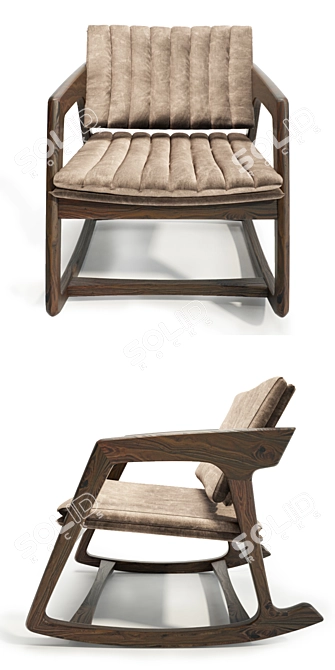  Modern Walnut Rocking Chair 3D model image 2