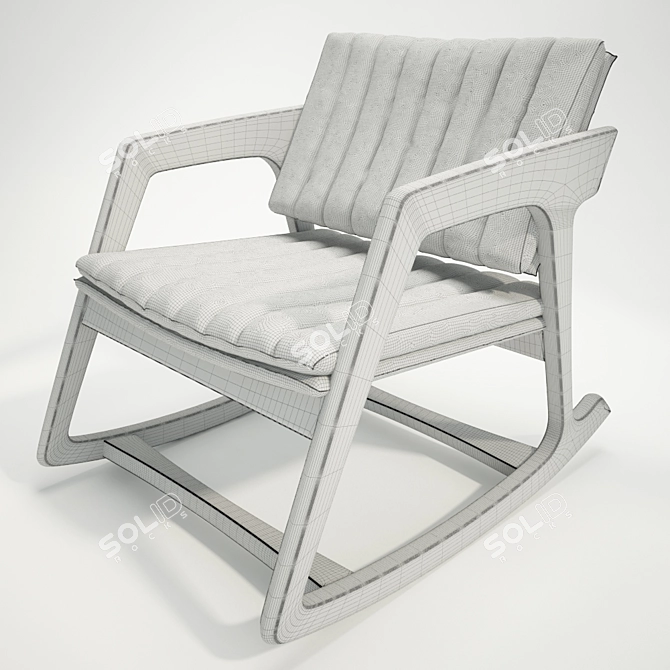  Modern Walnut Rocking Chair 3D model image 3