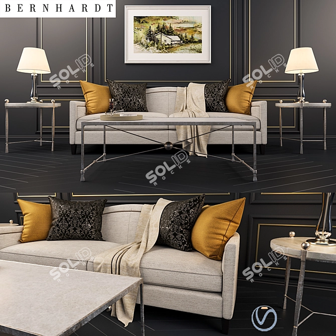 Elegant Bernhardt Strickland Sofa 3D model image 1