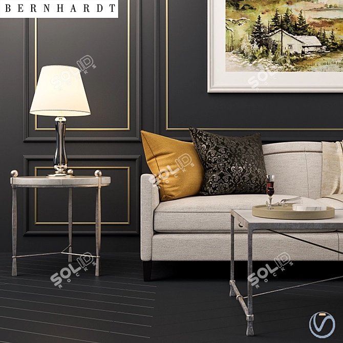 Elegant Bernhardt Strickland Sofa 3D model image 2