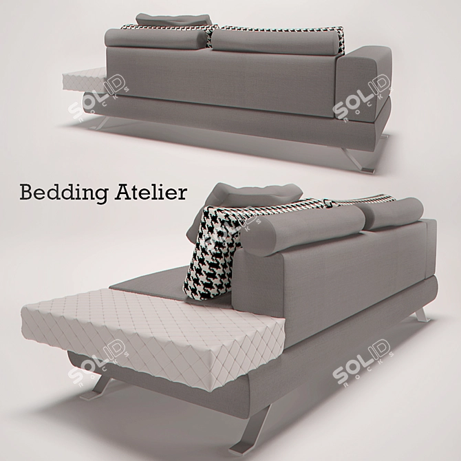 DayDream Modular Sofa: Glamorous Ar-Decco Bedding 3D model image 2