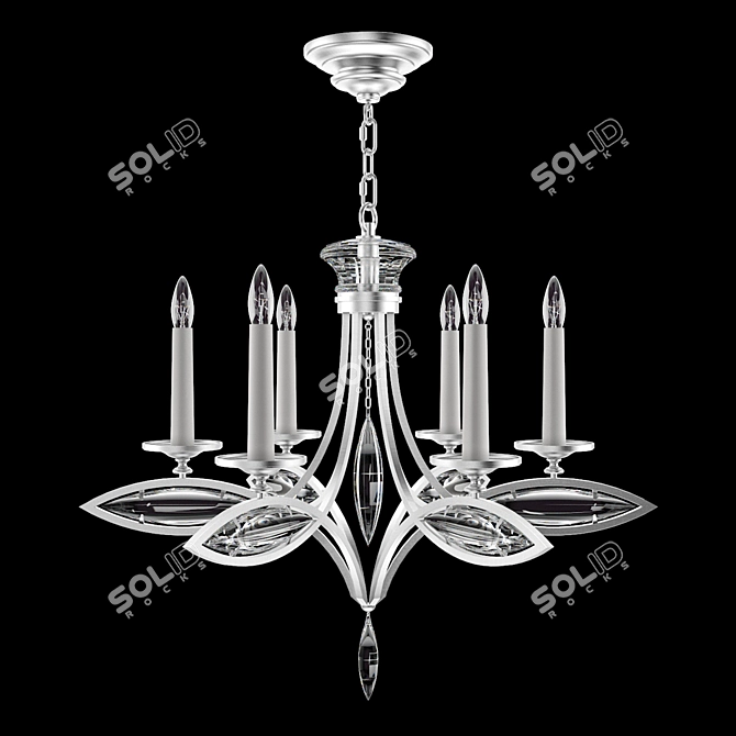 Marquise Crystal Chandelier, Platinized Silver Leaf Finish 3D model image 1