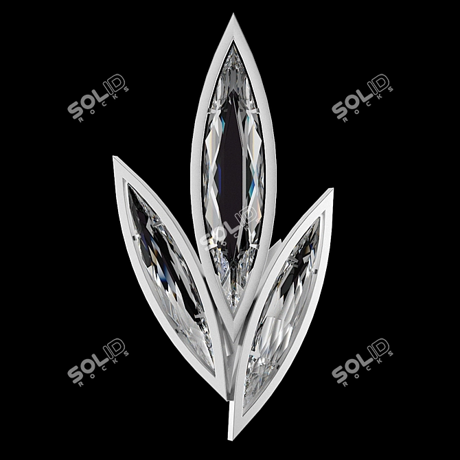 Marquise Platinized Silver Leaf Crystal Wall Sconce 3D model image 1