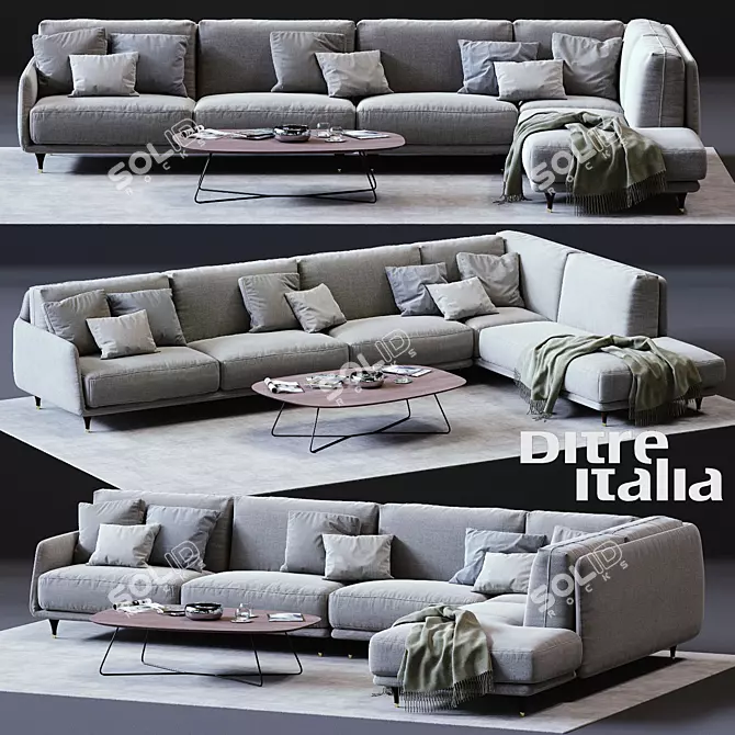 Ditre Italia ELLIOT: Luxury Corner Sofa Set 3D model image 1