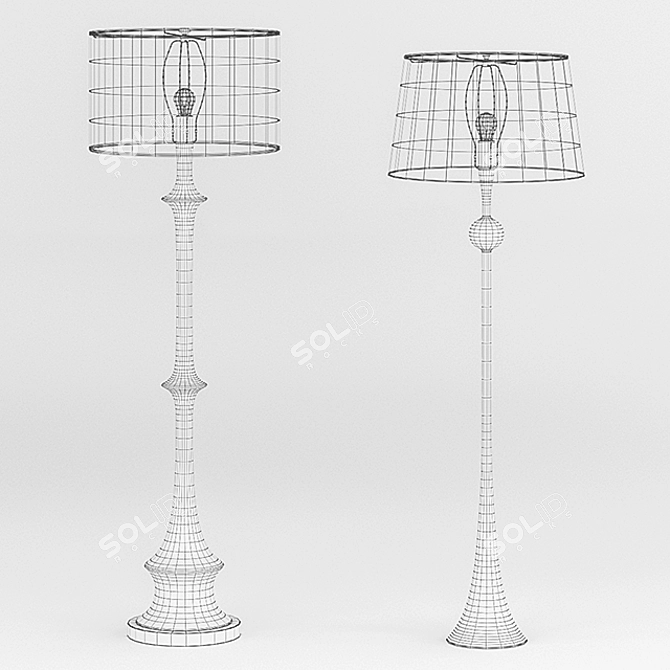 Elegant Dual Tone Floor Lamp 3D model image 2