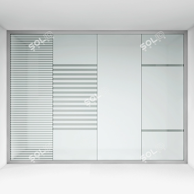 Sleek Glass Office Divider 3D model image 2