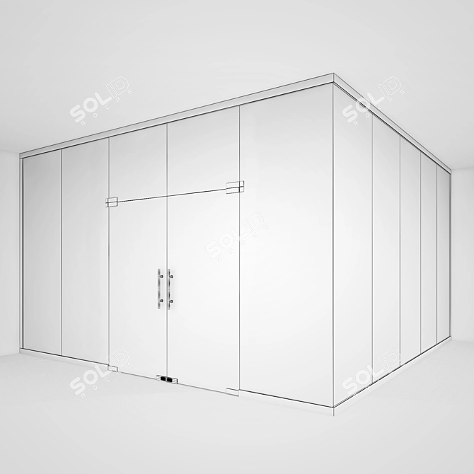 Sleek Glass Office Divider 3D model image 3