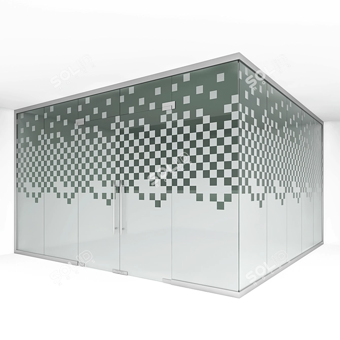 Sleek Glass Office Partition 3D model image 1