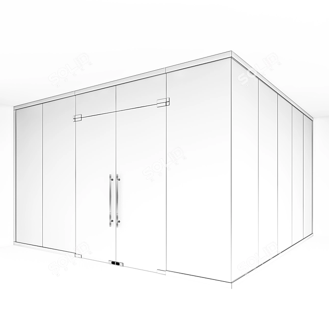 Sleek Glass Office Partition 3D model image 3