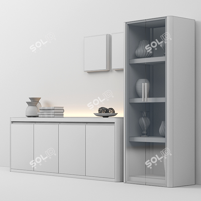 Solida Low Cabinet: Sleek & Stylish Storage 3D model image 3