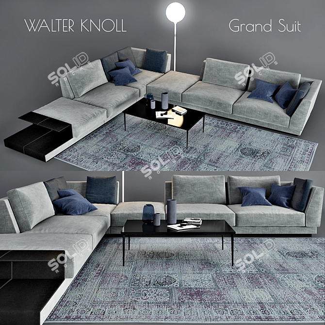 Elegant Grand Suite Sofa 3D model image 1