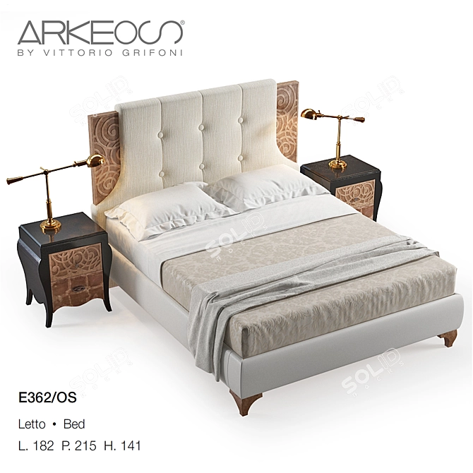 Title: Arkeos E362-OS: Handcrafted Elegance in Wood and Fabric 3D model image 1