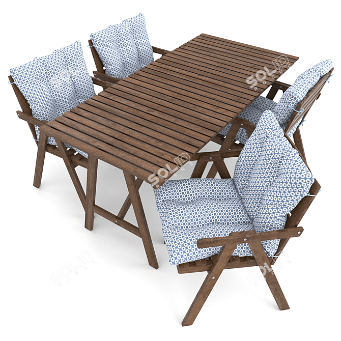 Modern Scandinavian Dining Set 3D model image 2