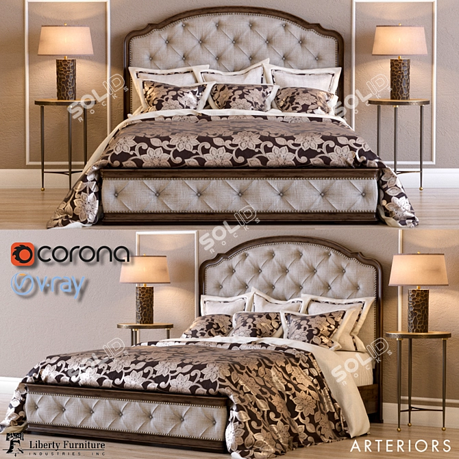 Liberty Amelia Queen Bed: Elegant and Luxurious 3D model image 1