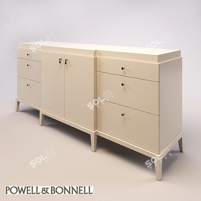 Sleek Manhattan Cabinet with 6 Drawers 3D model image 1