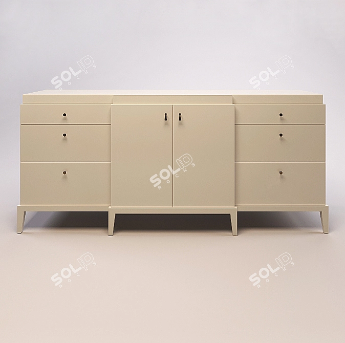 Sleek Manhattan Cabinet with 6 Drawers 3D model image 2