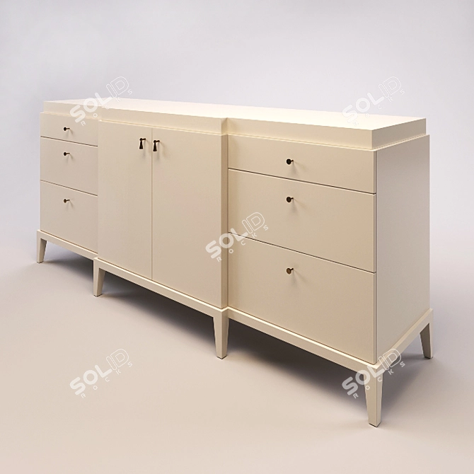 Sleek Manhattan Cabinet with 6 Drawers 3D model image 3