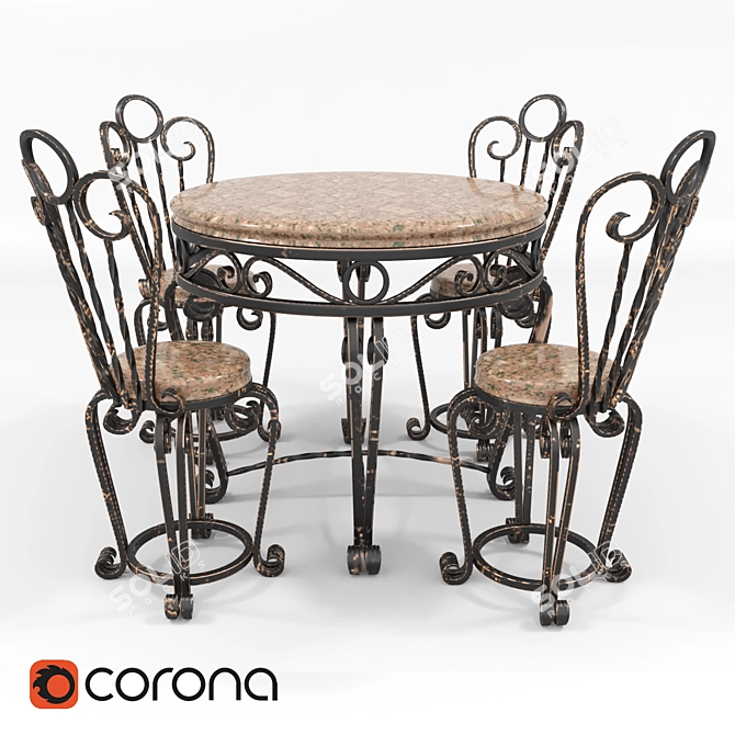 Elegant Iron Dining Set 3D model image 1