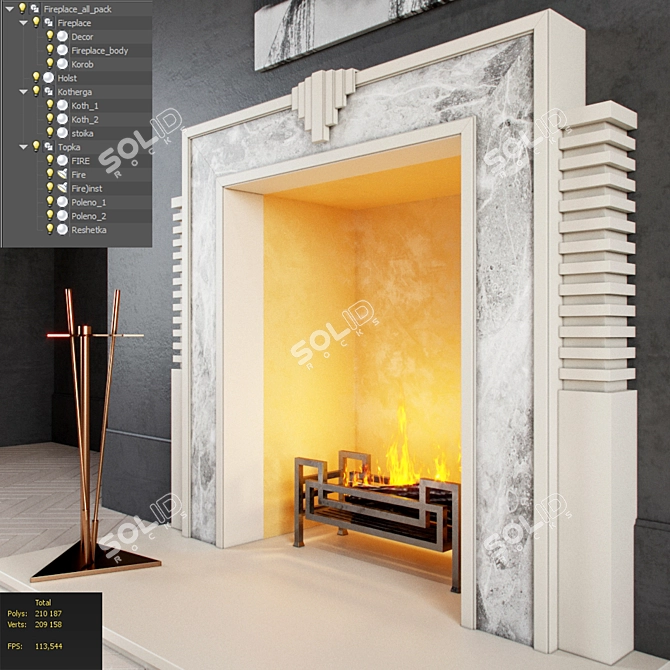 Hulanicki Art Deco Fireplace 3D model image 2