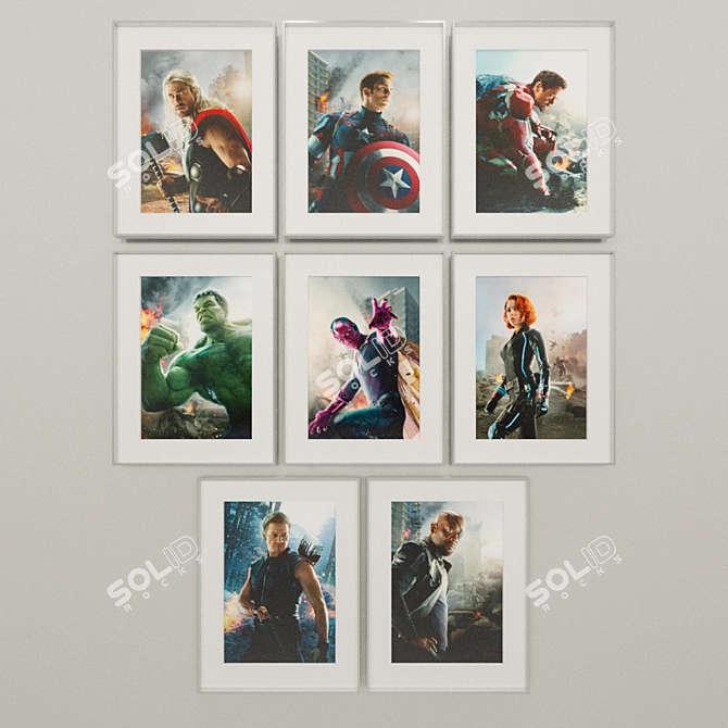 Marvel Avengers Posters: Set of 8 3D model image 1