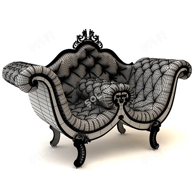 Elegant Vintage Armchair 3D model image 2