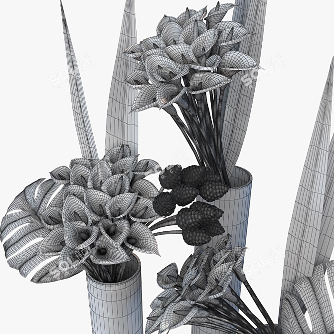 Elegant Callas Pendant with Stones 3D model image 3