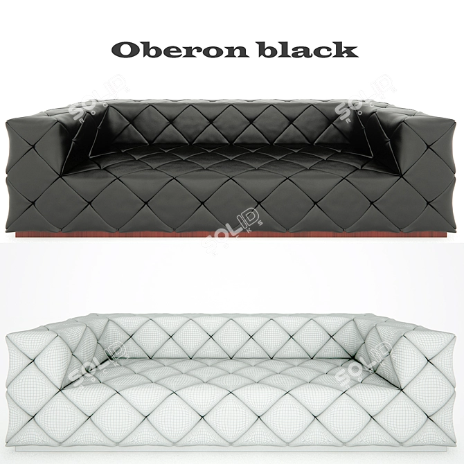 Luxury Oberon Black Leather Sofa 3D model image 1