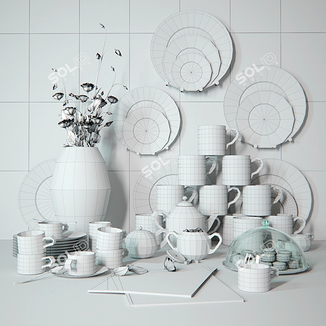 Elegant Porcelain Set by Rosenthal 3D model image 3