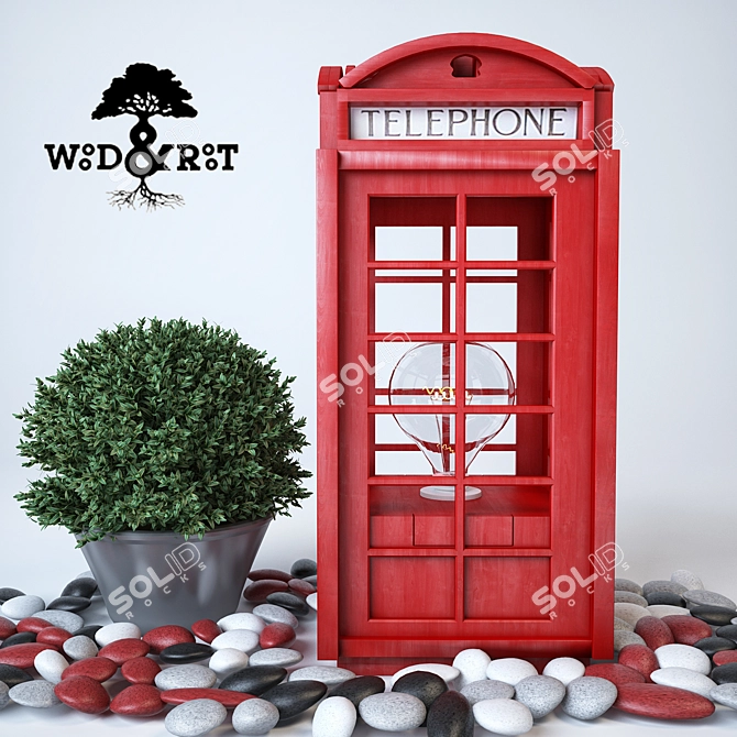 Vintage Telephone Booth Luminaire 3D model image 2
