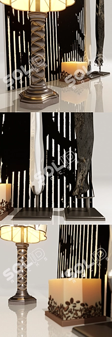 Elegant Décor Set: Alyson Lamp, Coffee Bean Candle, Marble & Volcanic Stone Stand 3D model image 2