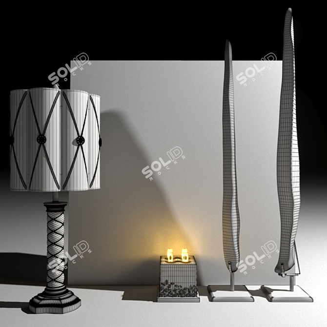 Elegant Décor Set: Alyson Lamp, Coffee Bean Candle, Marble & Volcanic Stone Stand 3D model image 3