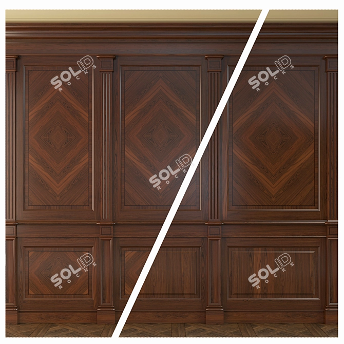 Inlaid Wooden Panels Set 3D model image 1